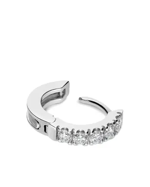 LEO PIZZO 18Kホワイトゴールド小さめフープダイヤモンドピアス - シルバー - サムネイル3