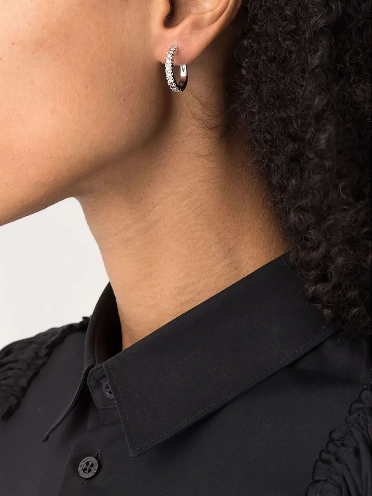 LEO PIZZO 18ktホワイトゴールド ダイヤモンド フープピアス - シルバー - 画像2