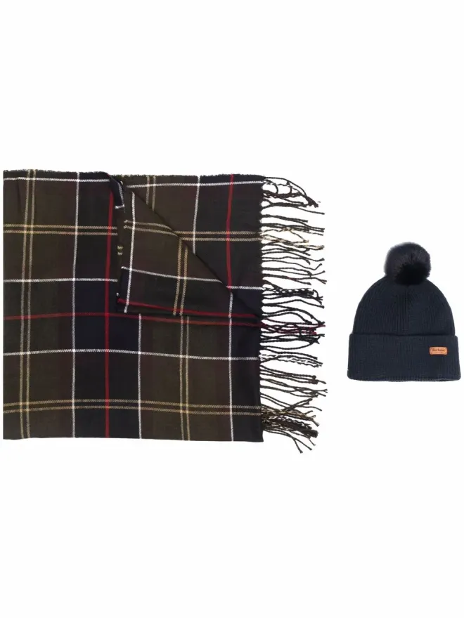 Barbour Barbour タータンチェック柄スカーフと帽子のセットの商品画像