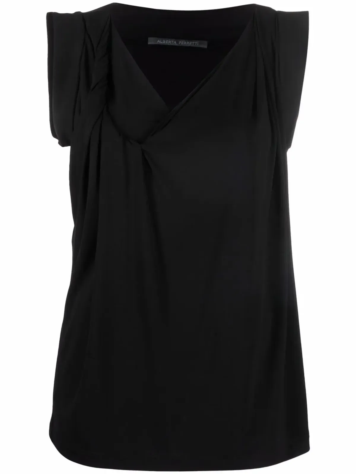 Alberta Ferretti ノースリーブVネック ブラウス - ブラック - 画像1
