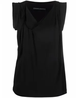 Alberta Ferretti ノースリーブVネック ブラウス - ブラック - サムネイル1