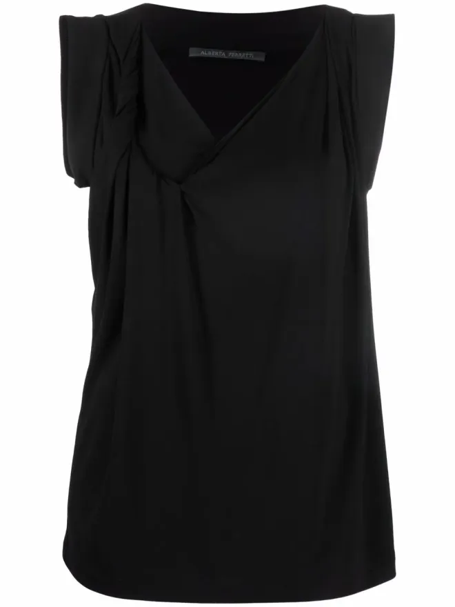 Alberta Ferretti Alberta Ferretti ノースリーブVネック ブラウス - ブラックの商品画像