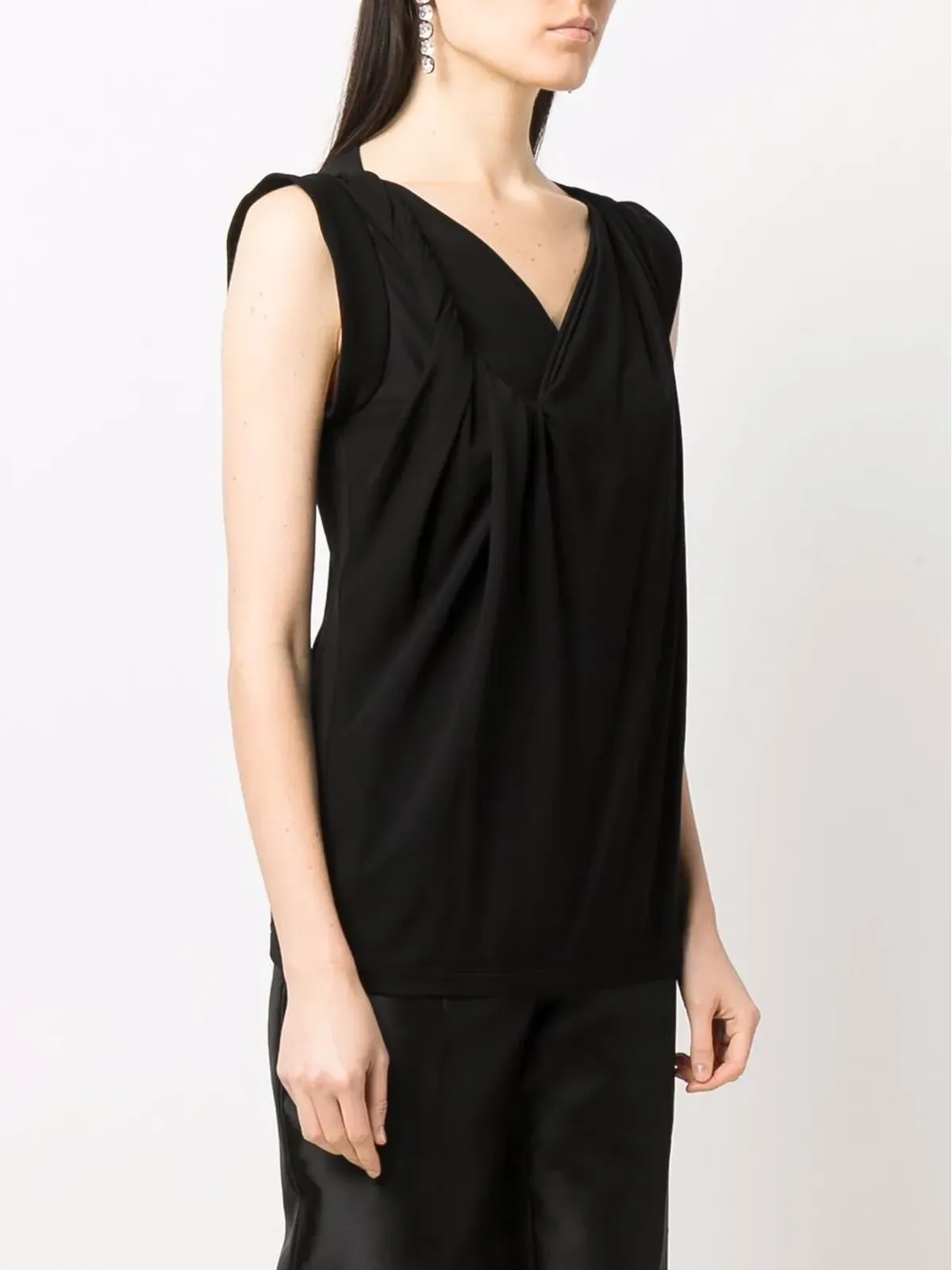 Alberta Ferretti ノースリーブVネック ブラウス - ブラック - 画像3
