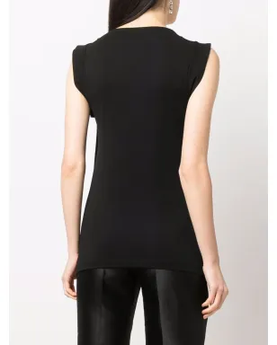Alberta Ferretti ノースリーブVネック ブラウス - ブラック - サムネイル4