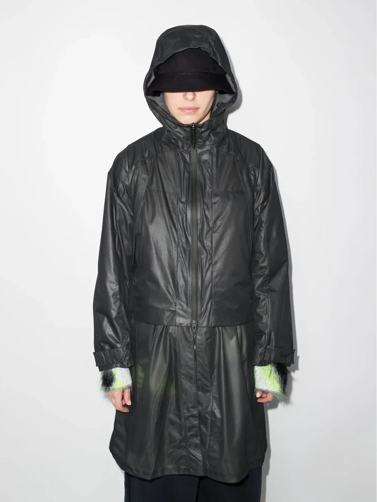Y-3 フード付きミディレインコート - 画像2