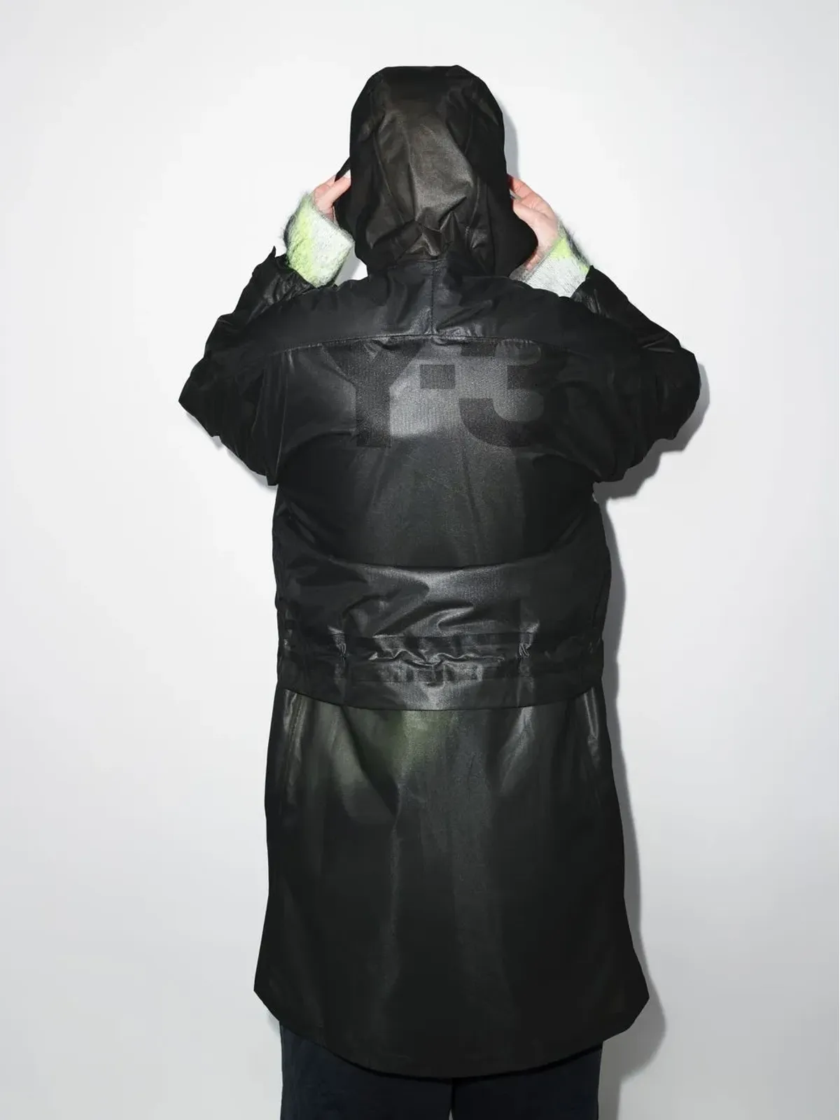 Y-3 フード付きミディレインコート - 画像3