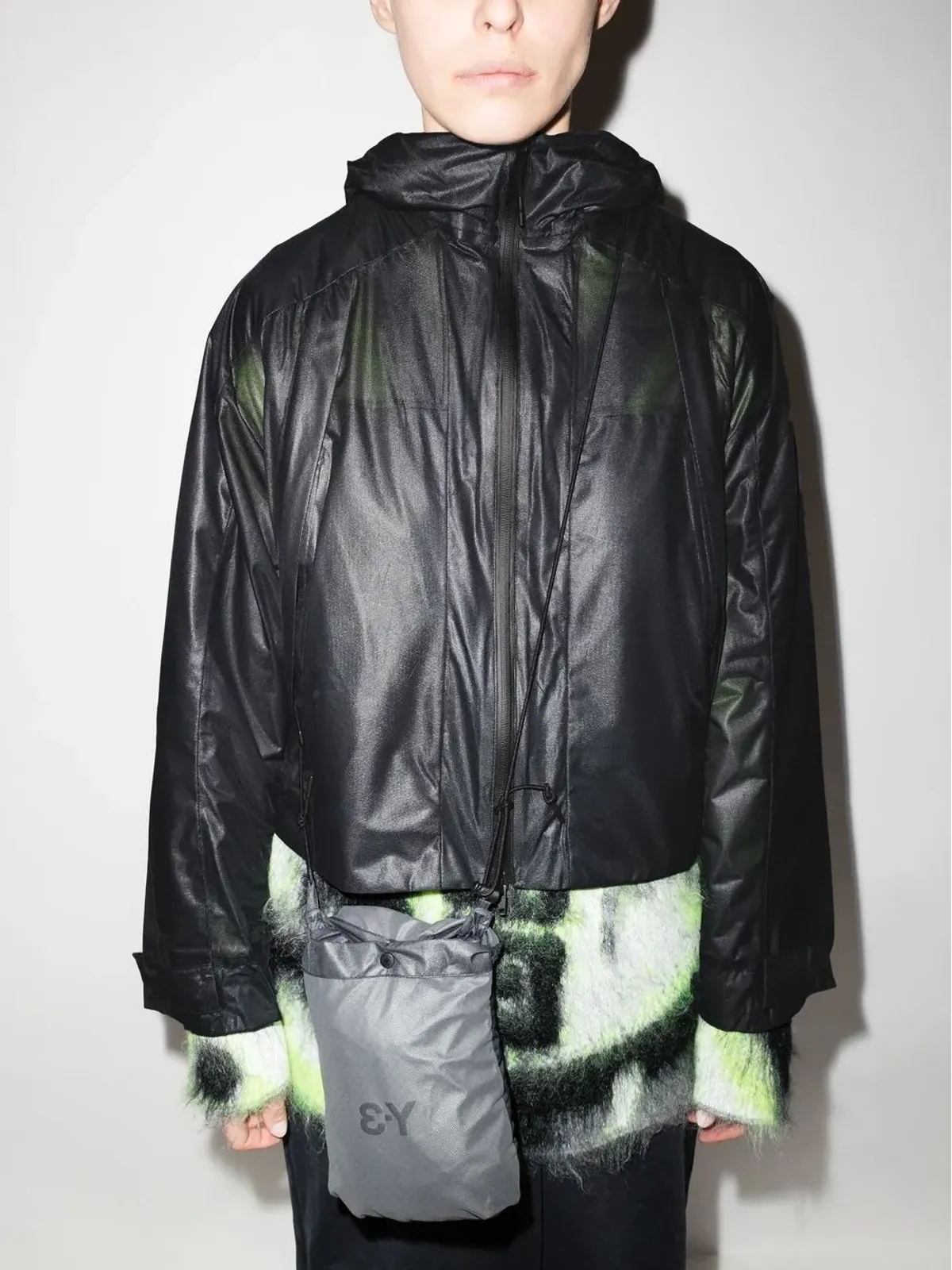 Y-3 フード付きミディレインコート - 画像4