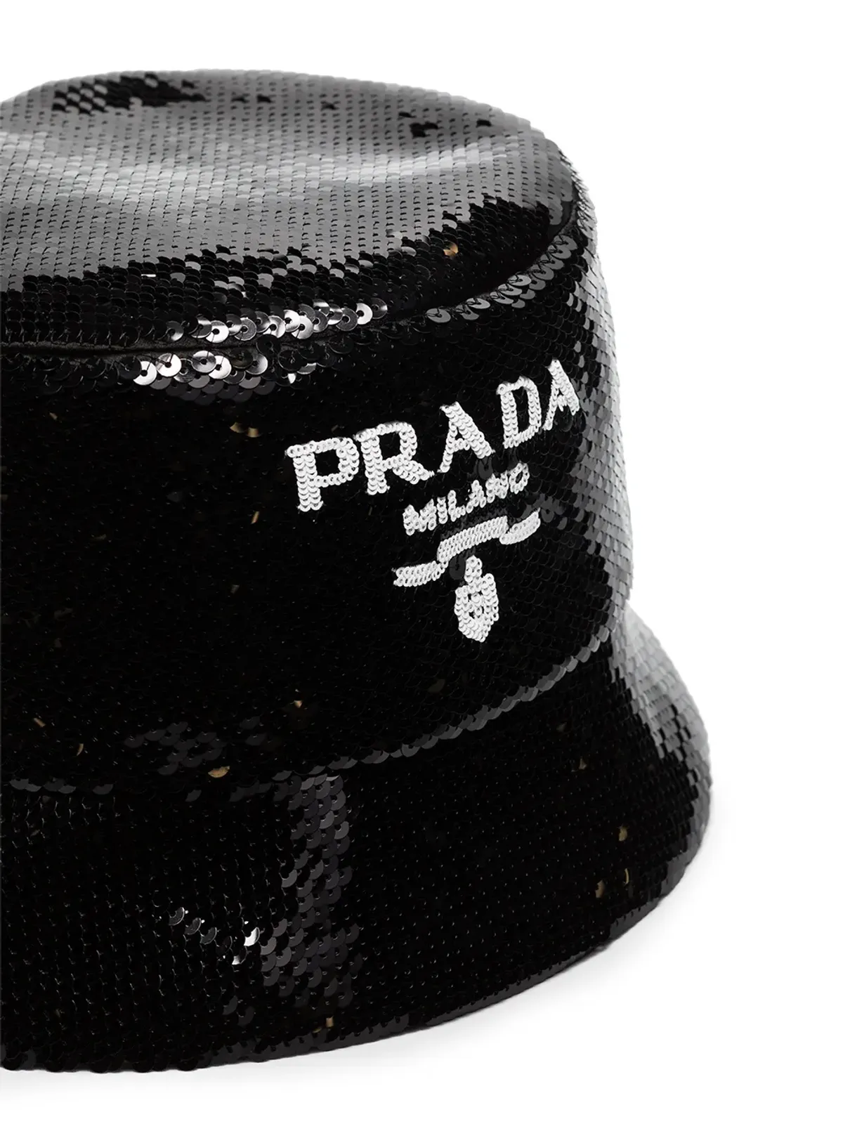Prada ロゴ入りスパンコールバケットハット - ブラック - 画像5