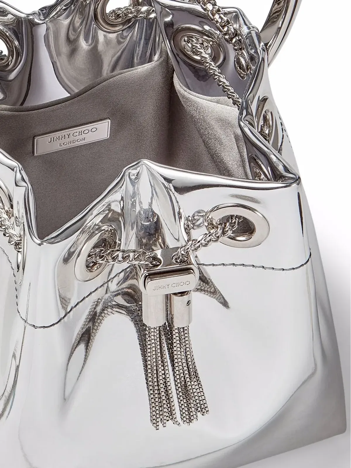 Jimmy Choo Bon Bon メタリック風バケットバッグ - シルバー - 画像5