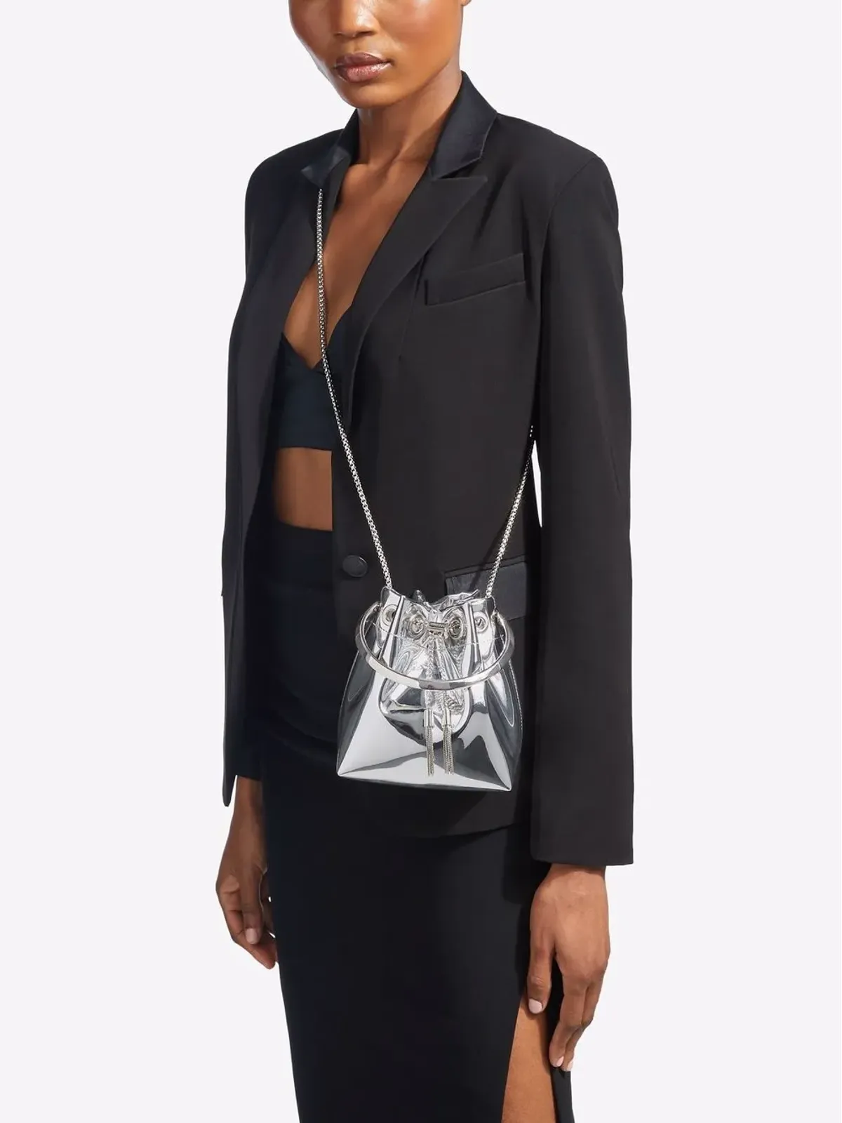 Jimmy Choo Bon Bon メタリック風バケットバッグ - シルバー - 画像2