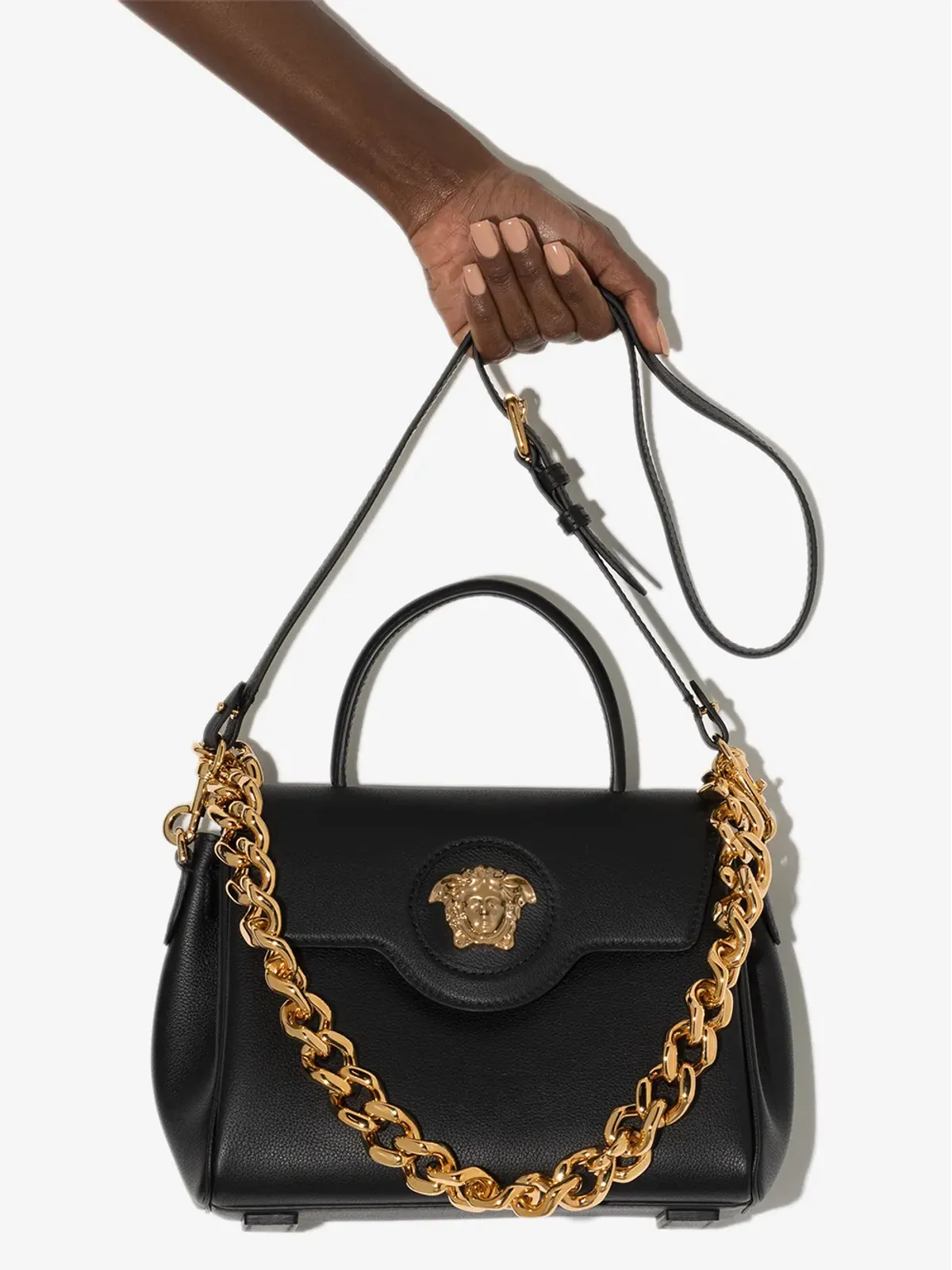 Versace La Medusa レザー ハンドバッグ - ブラック - 画像4