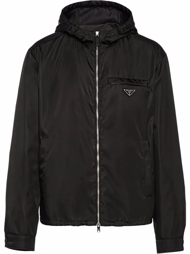 Prada Prada リサイクルナイロン フード付きブルゾンジャケット - ブラックの商品画像