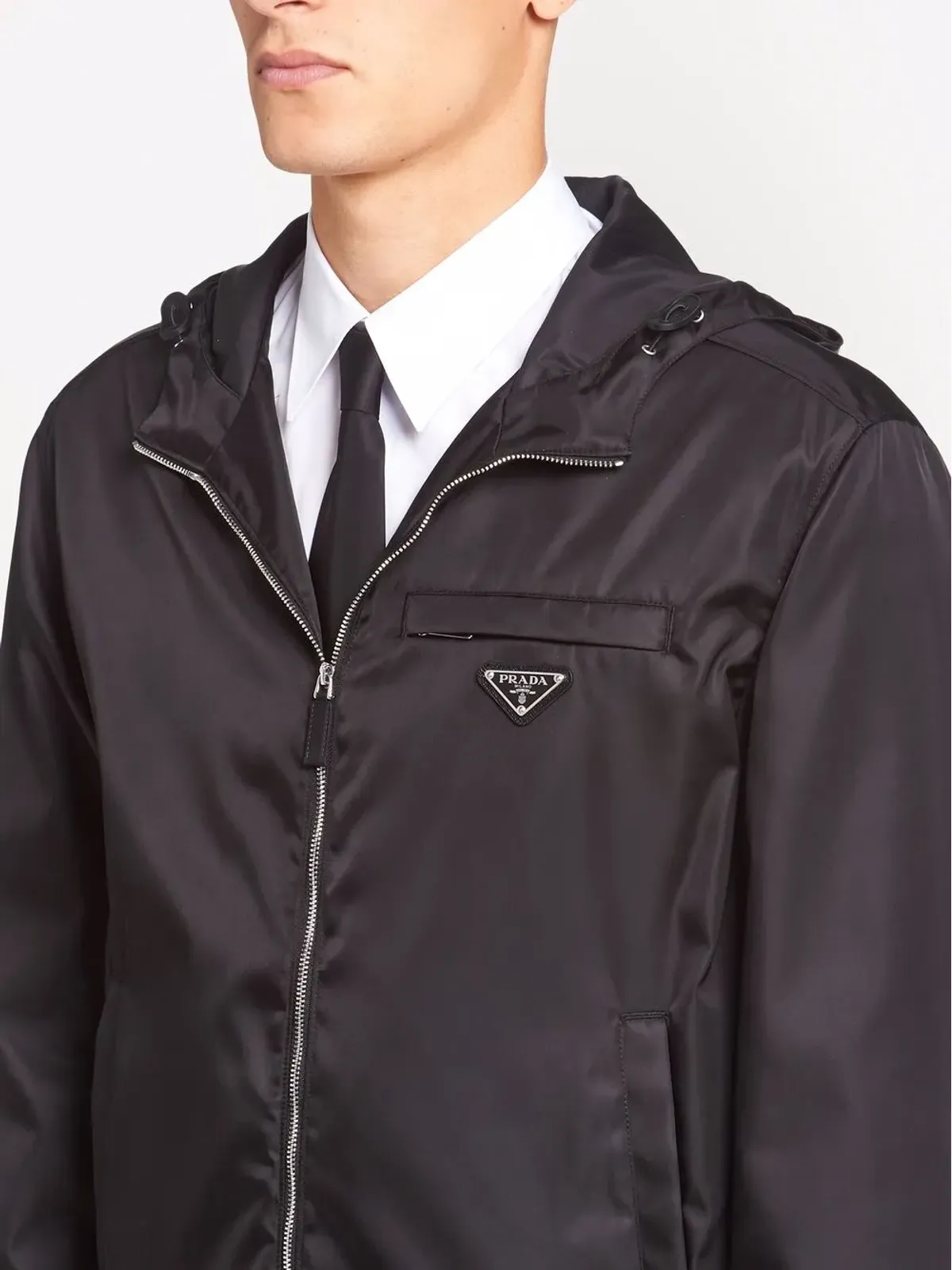 Prada リサイクルナイロン フード付きブルゾンジャケット - ブラック - 画像5
