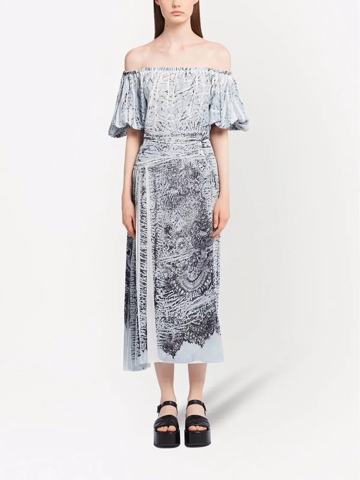 Prada コーラル柄シルクミディドレス - 画像2