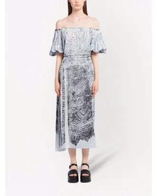 Prada コーラル柄シルクミディドレス - サムネイル2