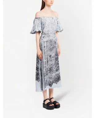 Prada コーラル柄シルクミディドレス - サムネイル3