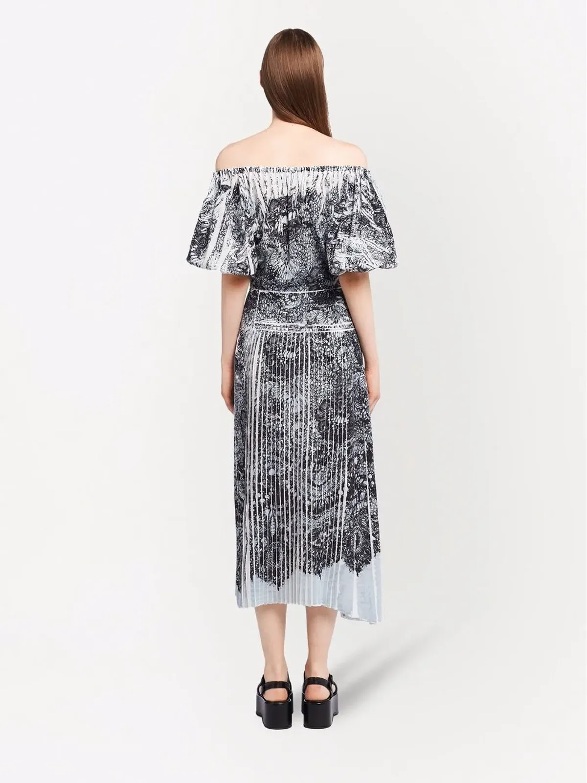 Prada コーラル柄シルクミディドレス - 画像4