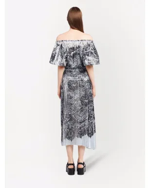 Prada コーラル柄シルクミディドレス - サムネイル4