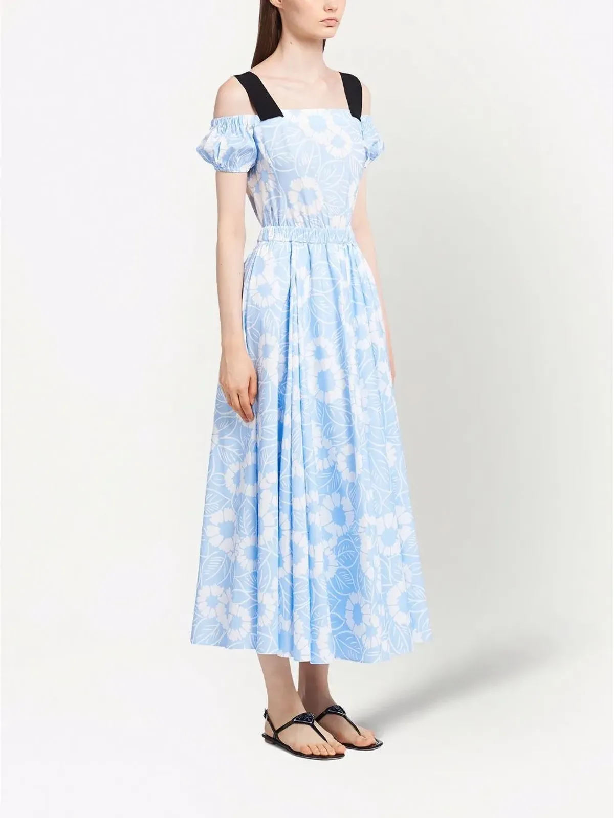 Prada 花柄プリントのオフショルダードレス - 画像3