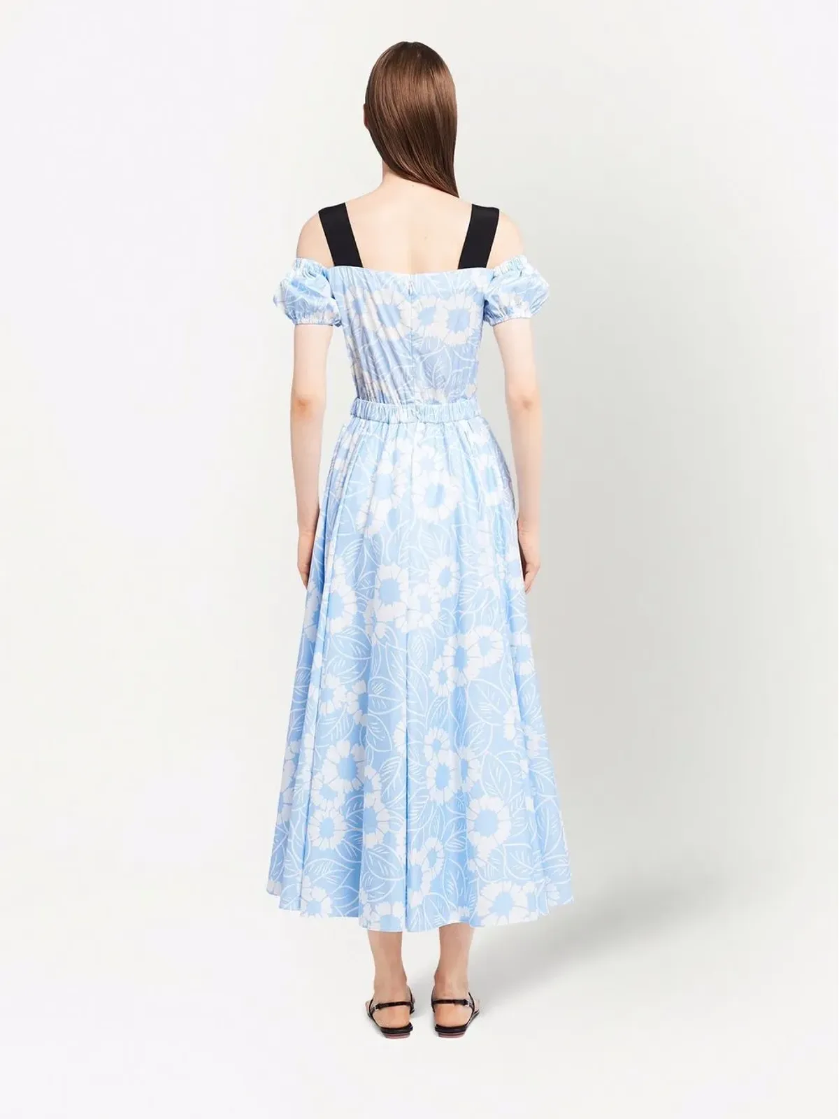 Prada 花柄プリントのオフショルダードレス - 画像4