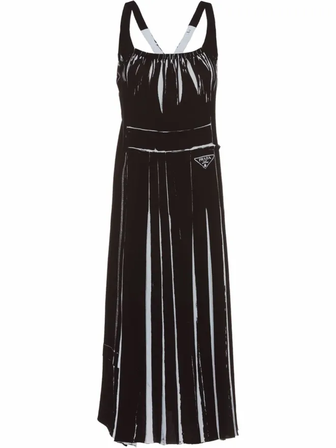 Prada Prada ノースリーブ プリント sablé ドレス - ブラックの商品画像