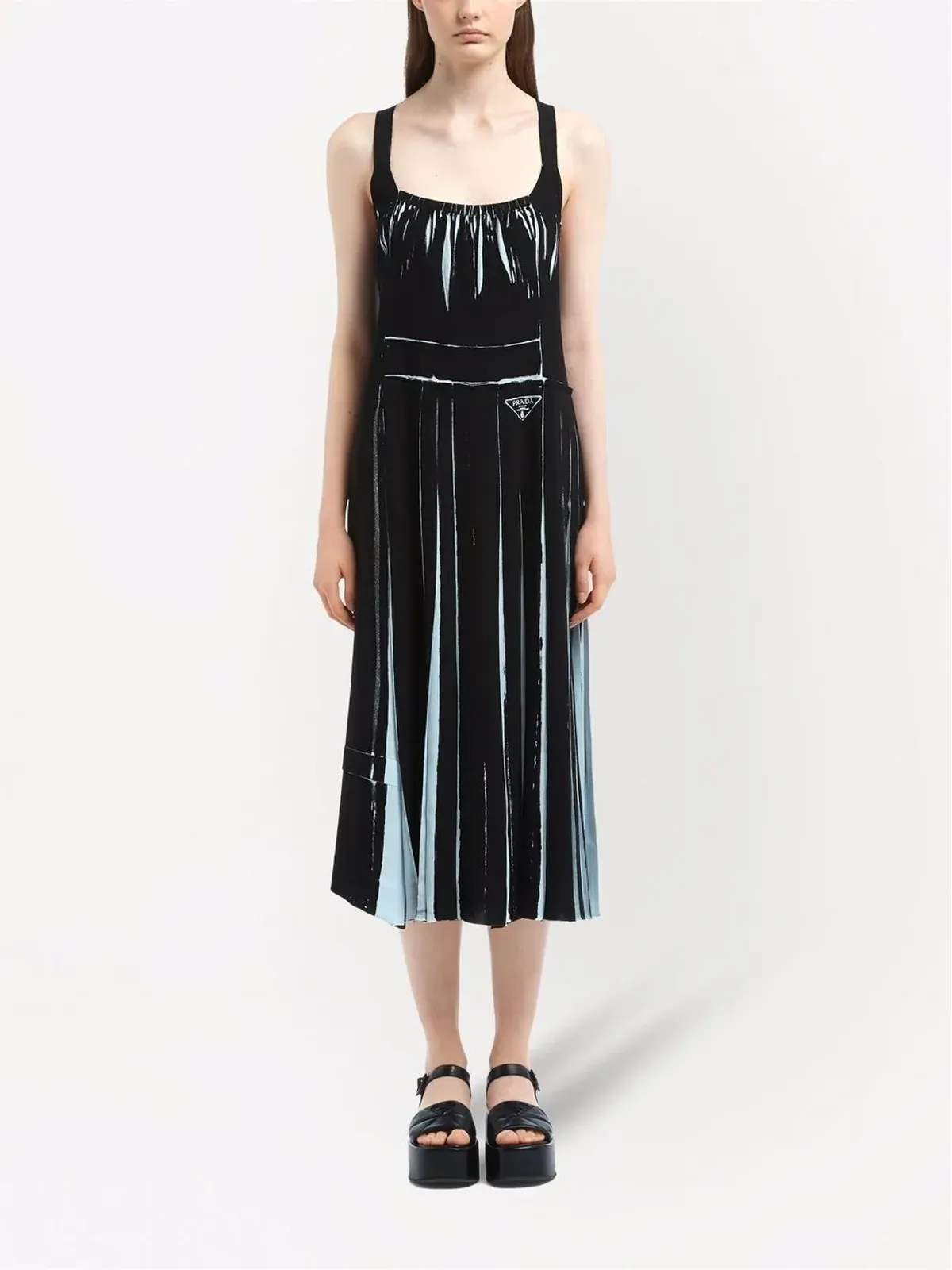 Prada ノースリーブ プリント sablé ドレス - ブラック - 画像2