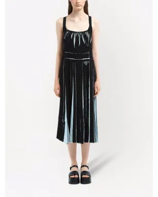 Prada ノースリーブ プリント sablé ドレス - ブラック - サムネイル2