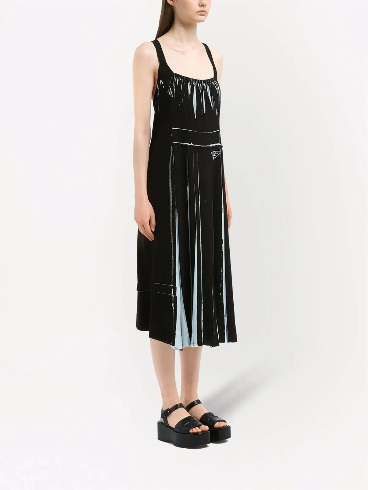 Prada ノースリーブ プリント sablé ドレス - ブラック - 画像3