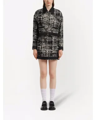 Prada Re-Nylon クロップドツイードジャケット - ブラック - サムネイル2