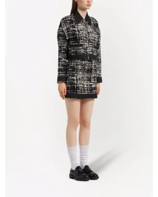 Prada Re-Nylon クロップドツイードジャケット - ブラック - サムネイル3