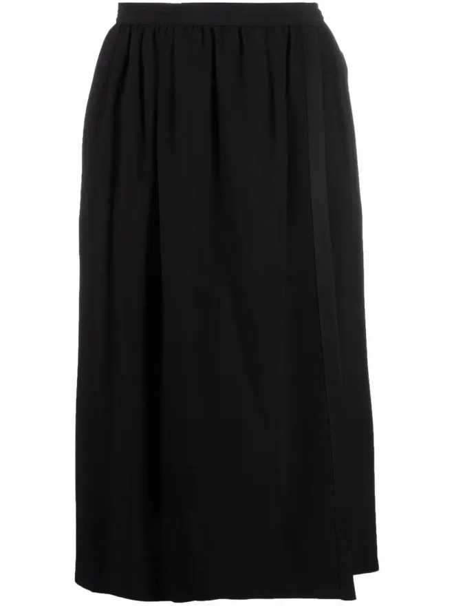 Saint Laurent Pre-Owned Saint Laurent Pre-Owned 1970年代 ハイウエスト シルク スカート ブラックの商品画像