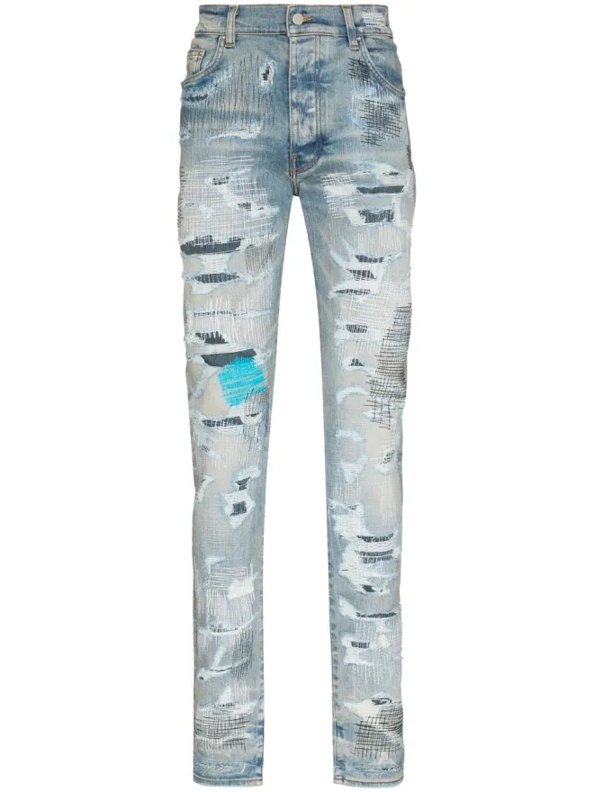 AMIRI AMIRI ダメージ加工スキニージーンズ ブルーの商品画像