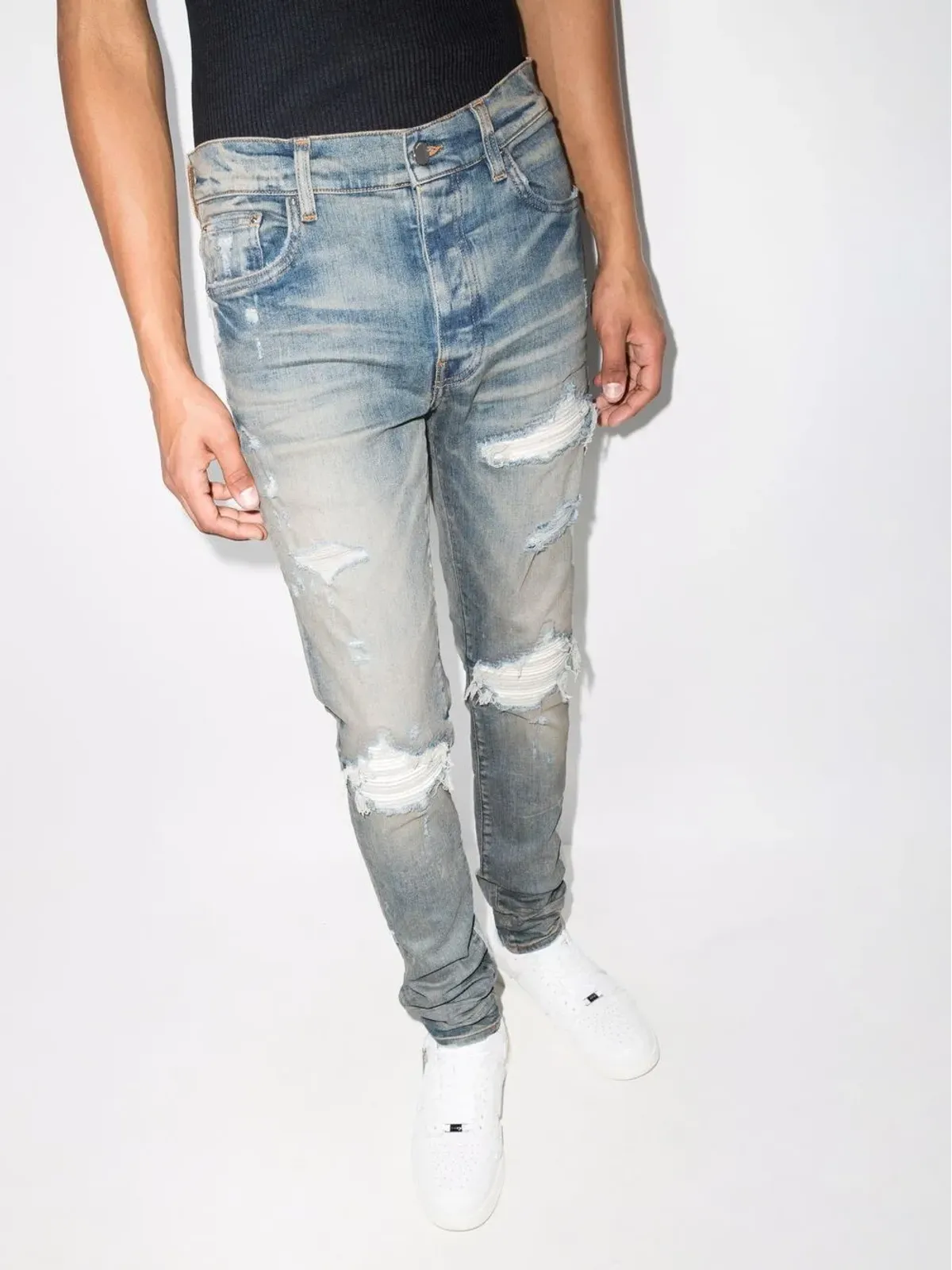 AMIRI MX1 Ultra スエードパッチ付きスキニージーンズ - 画像2