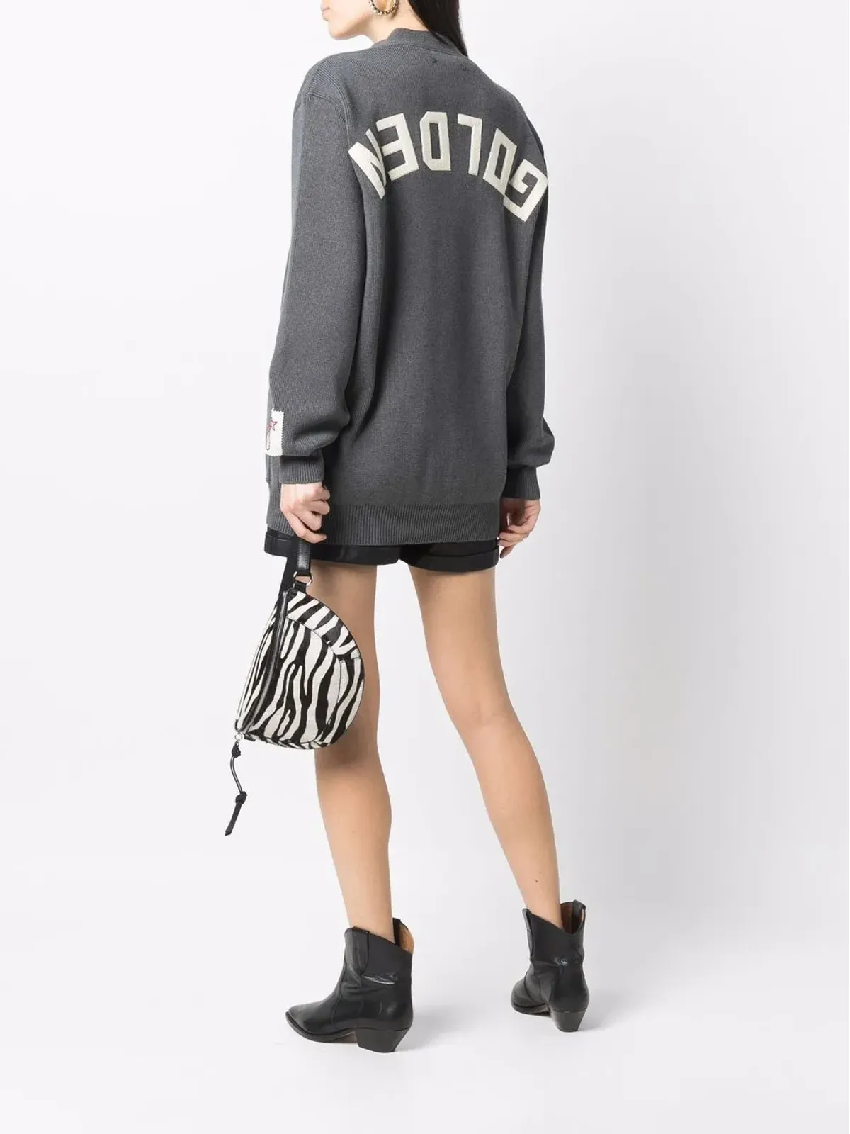 Golden Goose ロゴプリント入りニットカーディガン - Grey - 画像2