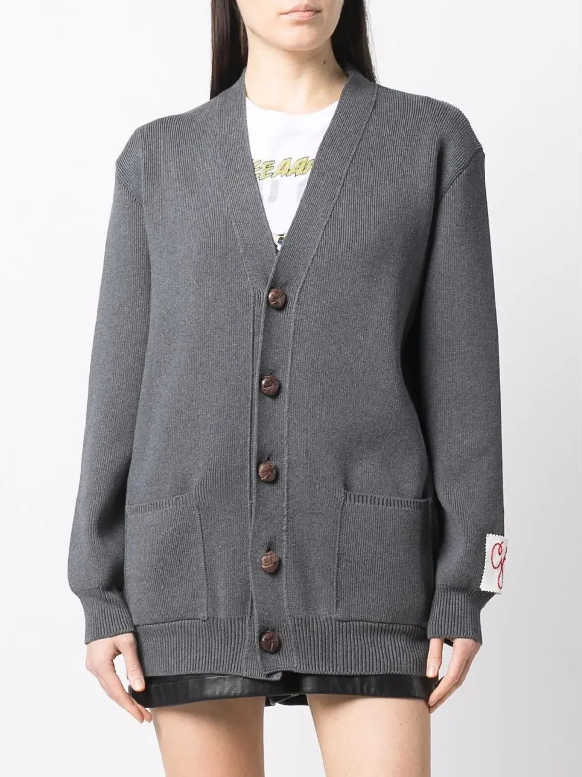 Golden Goose ロゴプリント入りニットカーディガン - Grey - 画像3