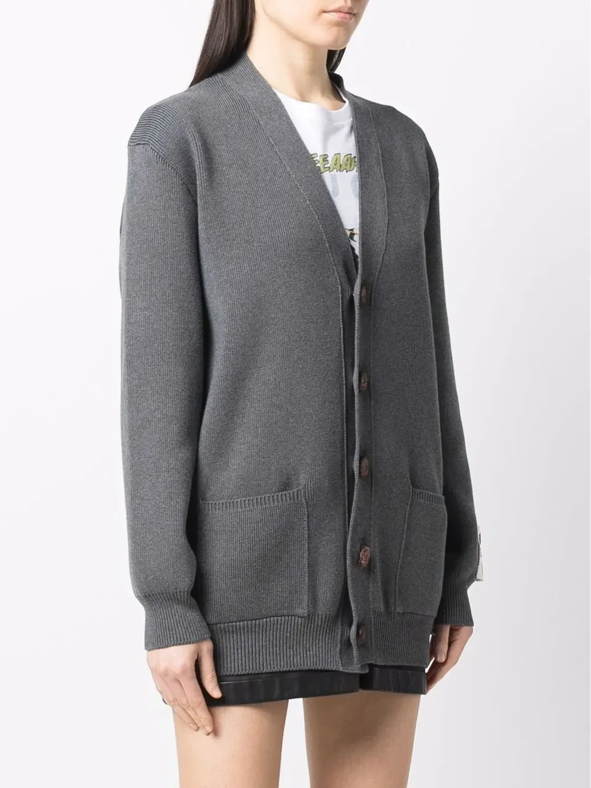 Golden Goose ロゴプリント入りニットカーディガン - Grey - 画像4