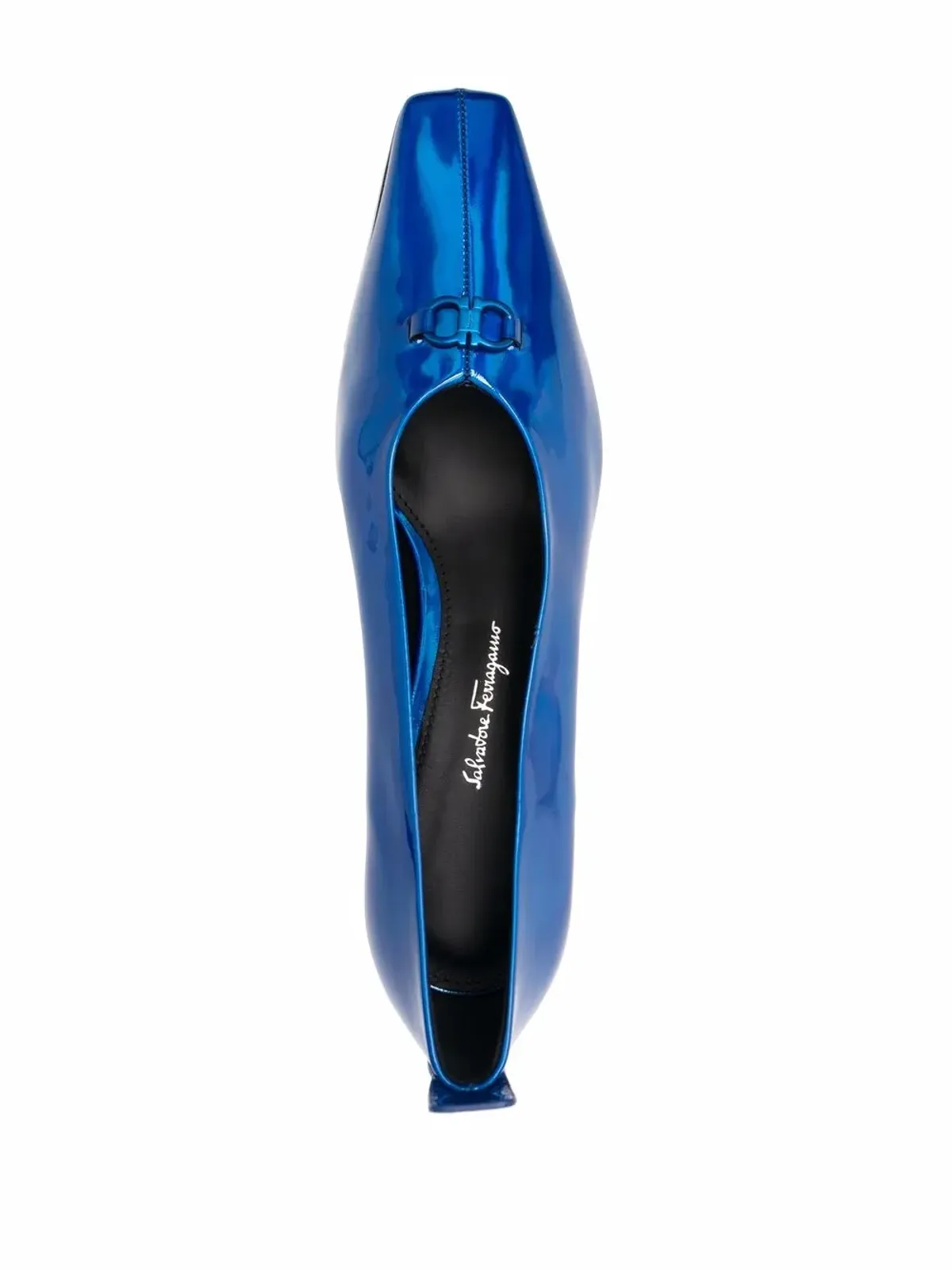 Ferragamo F-heel レザー パンプス ブルー - 画像4