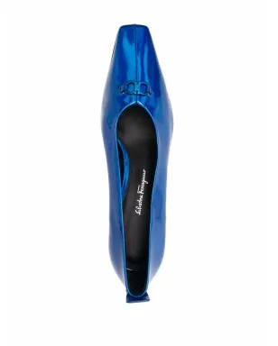 Ferragamo F-heel レザー パンプス ブルー - サムネイル4