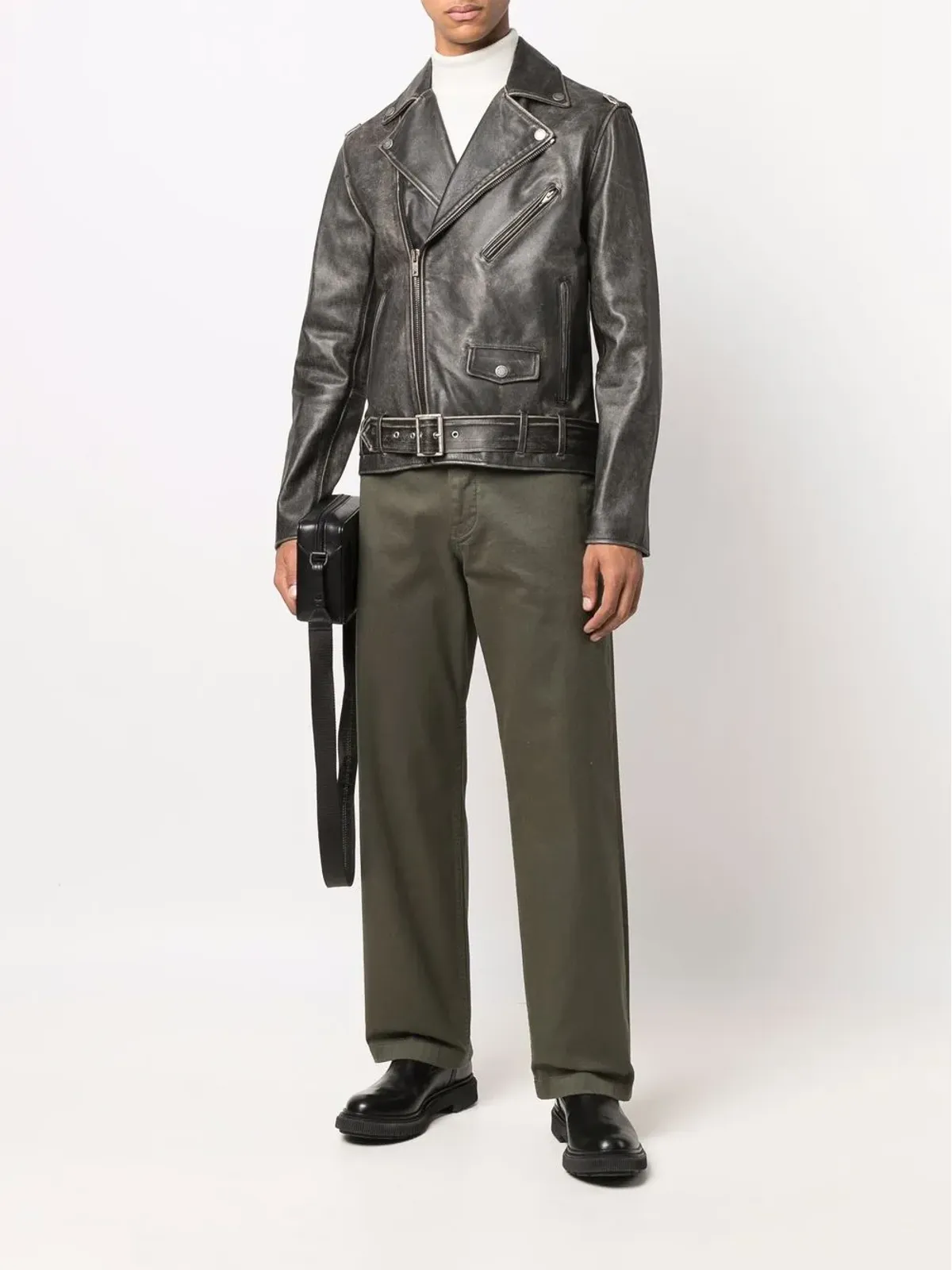 Golden Goose レザーバイカージャケット - 画像2