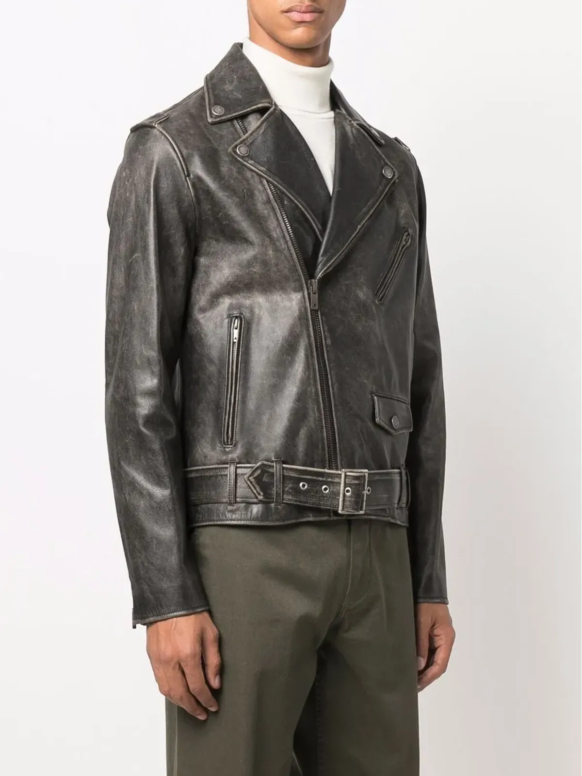 Golden Goose レザーバイカージャケット - 画像3