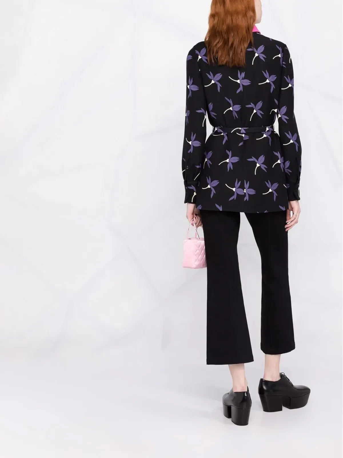 Valentino Garavani フェアリーフラワーズプリント ベルト付きシャツ - ブラック - 画像4