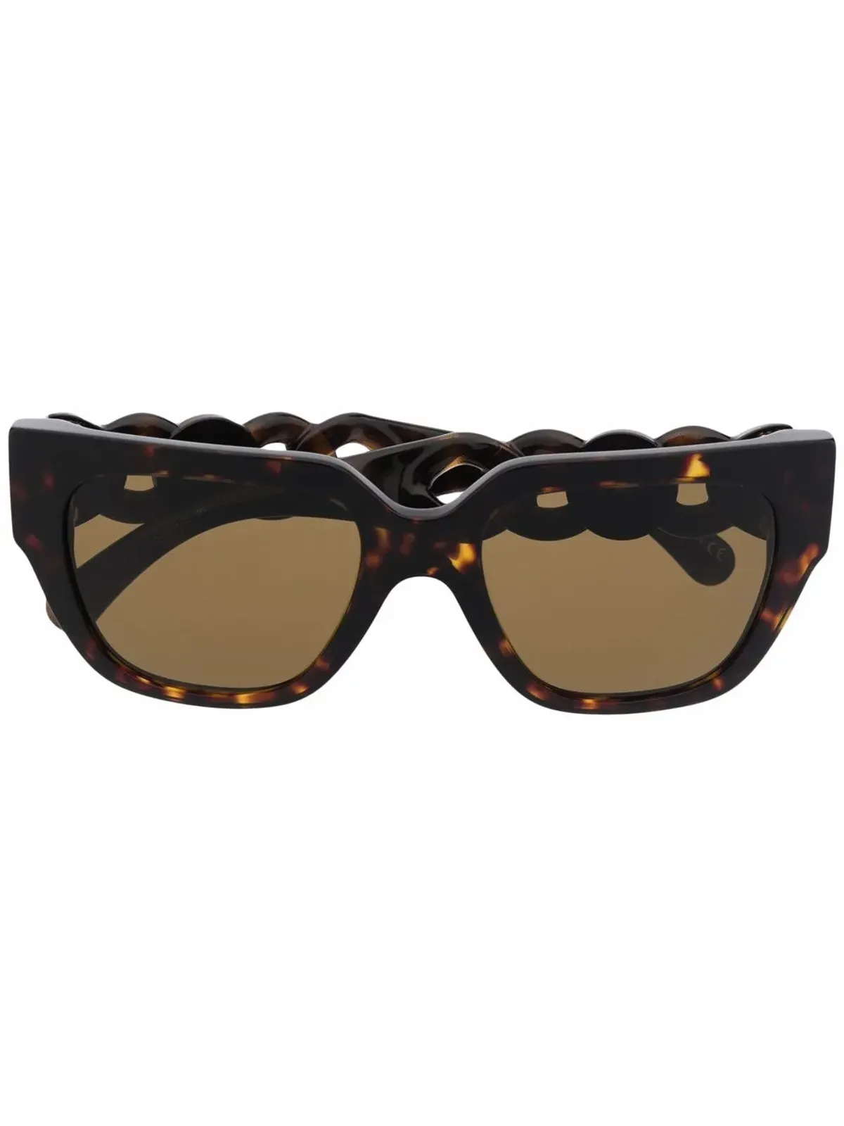 Versace Eyewear 彫刻風スクエアサングラス - ブラウン - 画像1