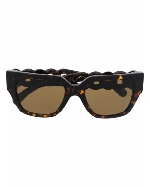 Versace Eyewear 彫刻風スクエアサングラス - ブラウン - サムネイル1