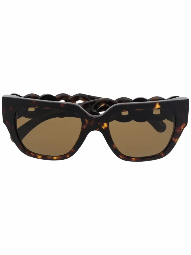 Versace Eyewear Versace Eyewear 彫刻風スクエアサングラス - ブラウンの商品画像
