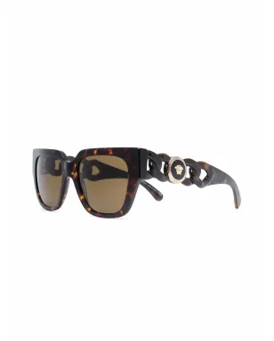 Versace Eyewear 彫刻風スクエアサングラス - ブラウン - サムネイル2