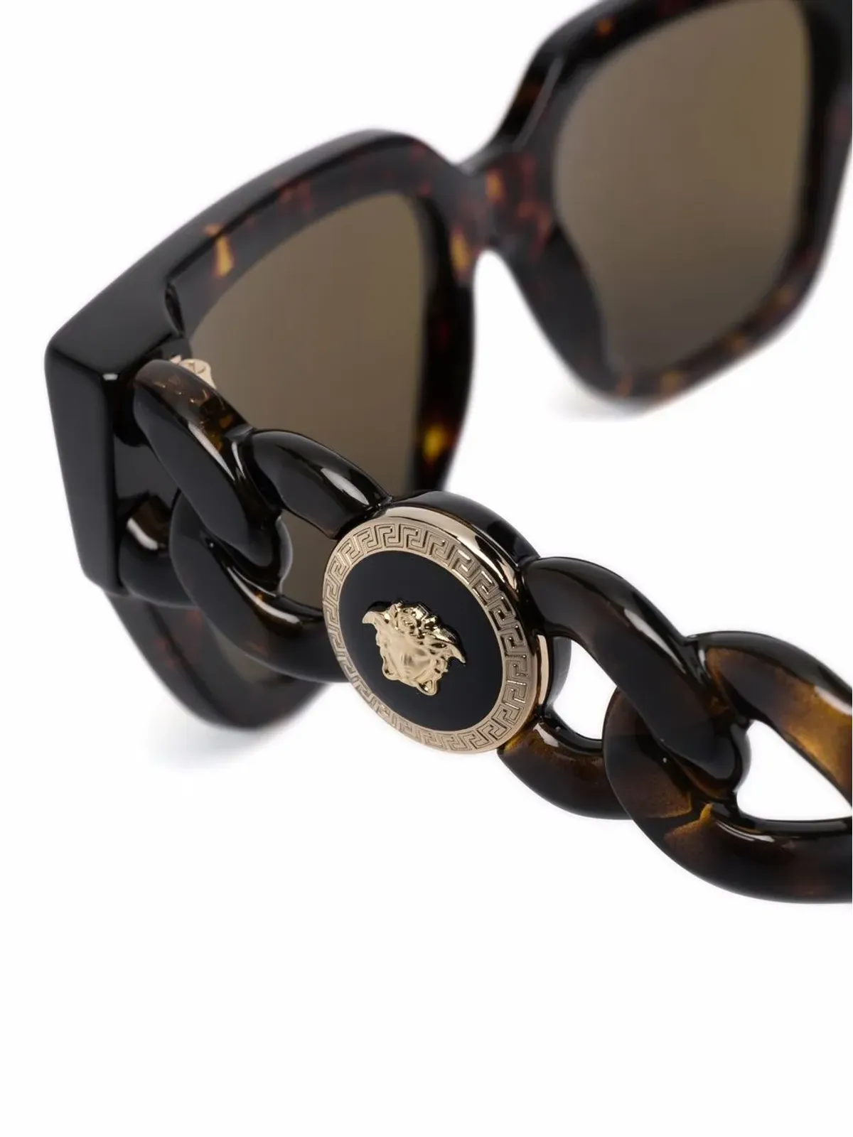 Versace Eyewear 彫刻風スクエアサングラス - ブラウン - 画像3