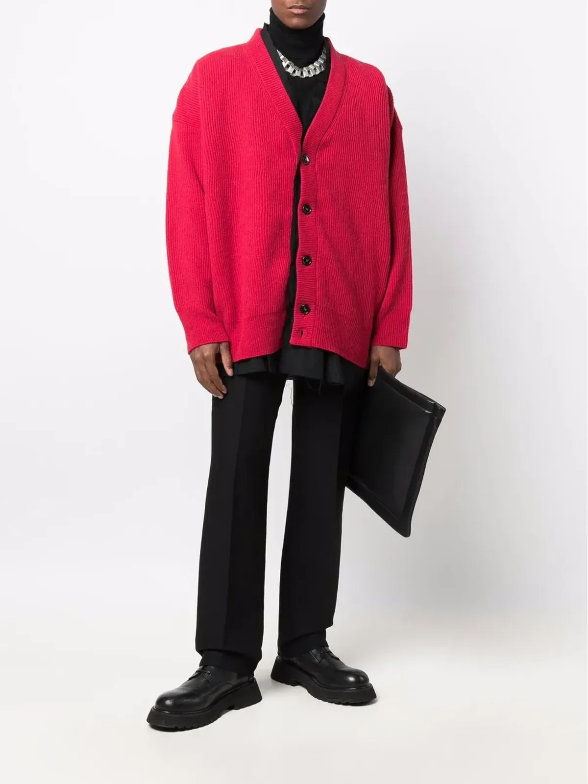 Raf Simons レイヤードウールカーディガン - 画像2