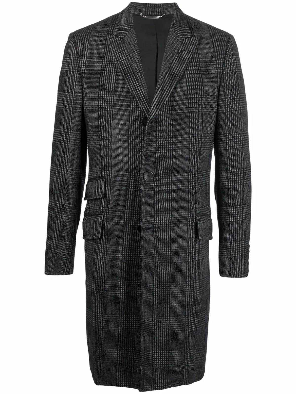 Versace Pre-Owned 2000年代 Plaidチェック柄 シングルブレスト コート - ブラック - 画像1