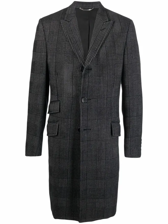 Versace Pre-Owned Versace Pre-Owned 2000年代 Plaidチェック柄 シングルブレスト コート - ブラックの商品画像