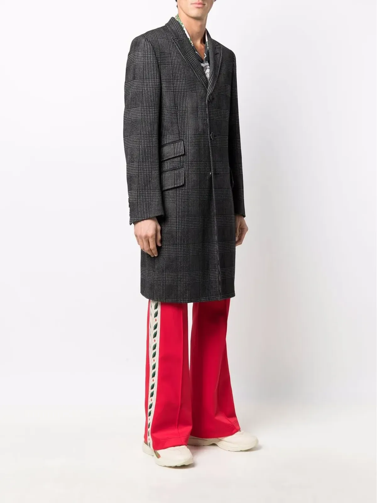 Versace Pre-Owned 2000年代 Plaidチェック柄 シングルブレスト コート - ブラック - 画像3